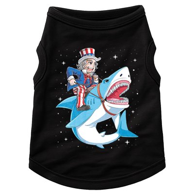 Uncle Sam Riding Shark 4th Of July Jawsome Doggie Tank