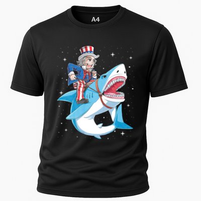 Uncle Sam Riding Shark 4th Of July Jawsome Performance Shirt