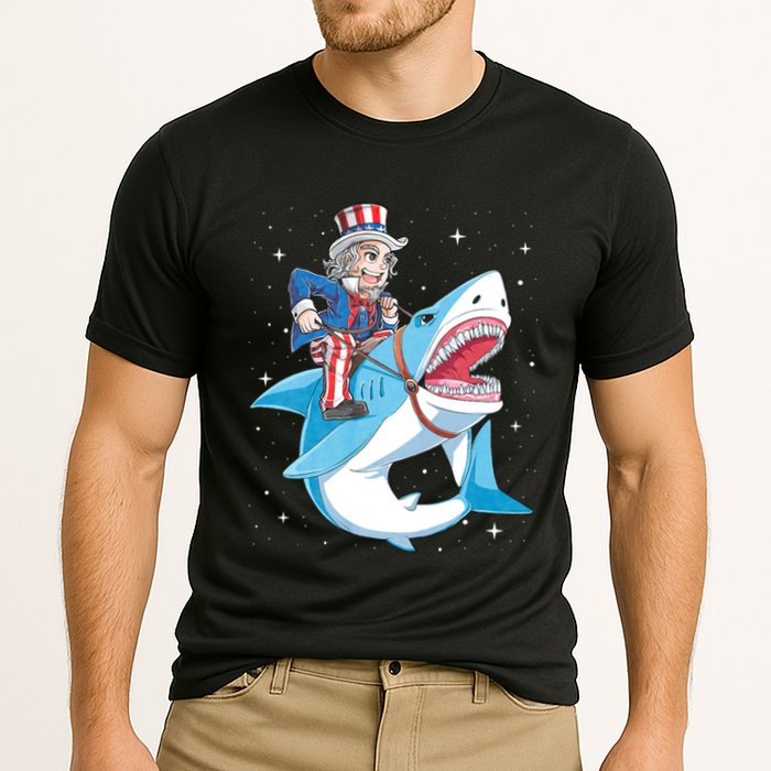 Uncle Sam Riding Shark 4th Of July Jawsome Performance Shirt