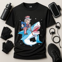 Uncle Sam Riding Shark 4th Of July Jawsome Performance Shirt