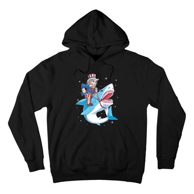 Uncle Sam Riding Shark 4th Of July Jawsome Hoodie