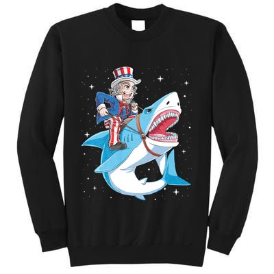 Uncle Sam Riding Shark 4th Of July Jawsome Sweatshirt