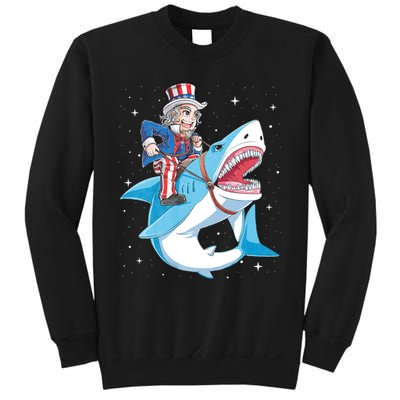 Uncle Sam Riding Shark 4th Of July Jawsome Sweatshirt