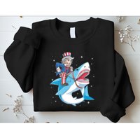 Uncle Sam Riding Shark 4th Of July Jawsome Sweatshirt