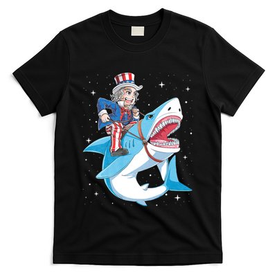 Uncle Sam Riding Shark 4th Of July Jawsome T-Shirt