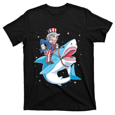 Uncle Sam Riding Shark 4th Of July Jawsome T-Shirt