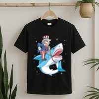 Uncle Sam Riding Shark 4th Of July Jawsome T-Shirt