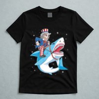 Uncle Sam Riding Shark 4th Of July Jawsome T-Shirt