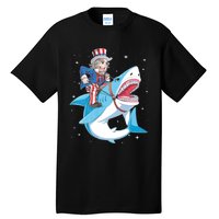 Uncle Sam Riding Shark 4th Of July Jawsome Tall T-Shirt