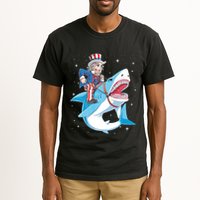 Uncle Sam Riding Shark 4th Of July Jawsome Tall T-Shirt