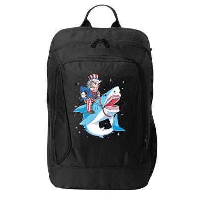 Uncle Sam Riding Shark 4th Of July Jawsome City Backpack