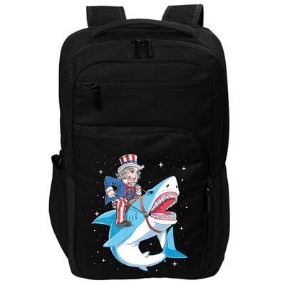 Uncle Sam Riding Shark 4th Of July Jawsome Impact Tech Backpack