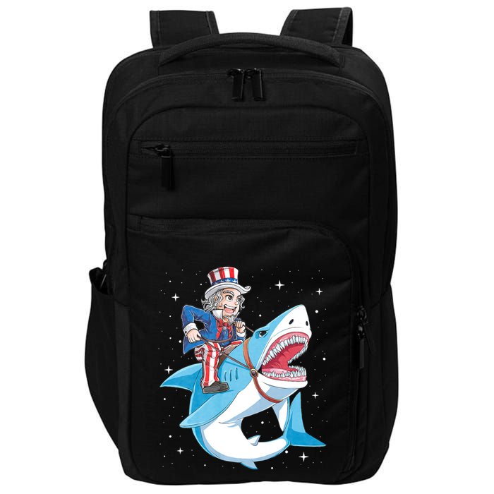 Uncle Sam Riding Shark 4th Of July Jawsome Impact Tech Backpack