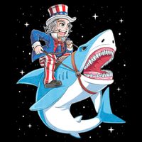 Uncle Sam Riding Shark 4th Of July Jawsome Button