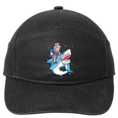 Uncle Sam Riding Shark 4th Of July Jawsome 7-Panel Snapback Hat