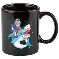 Uncle Sam Riding Shark 4th Of July Jawsome 11oz C Handle Ceramic Mug