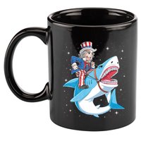 Uncle Sam Riding Shark 4th Of July Jawsome 11oz C Handle Ceramic Mug