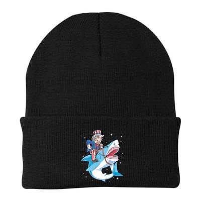 Uncle Sam Riding Shark 4th Of July Jawsome Beanie