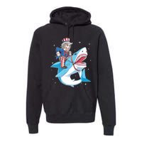 Uncle Sam Riding Shark 4th Of July Jawsome Premium Hoodie