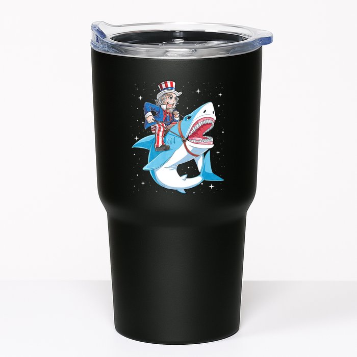 Uncle Sam Riding Shark 4th Of July Jawsome Tumbler