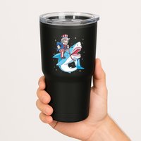 Uncle Sam Riding Shark 4th Of July Jawsome Tumbler