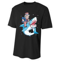 Uncle Sam Riding Shark 4th Of July Jawsome Performance Sprint T-Shirt