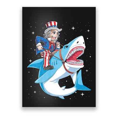 Uncle Sam Riding Shark 4th Of July Jawsome Poster
