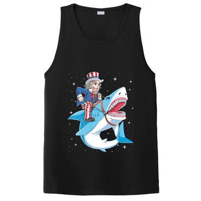 Uncle Sam Riding Shark 4th Of July Jawsome PosiCharge Competitor Tank