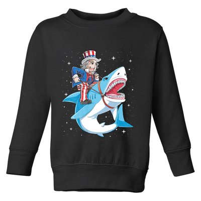Uncle Sam Riding Shark 4th Of July Jawsome Toddler Sweatshirt