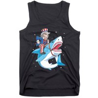 Uncle Sam Riding Shark 4th Of July Jawsome Tank Top