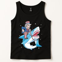 Uncle Sam Riding Shark 4th Of July Jawsome Tank Top