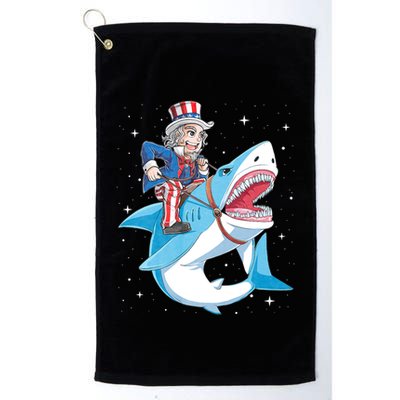 Uncle Sam Riding Shark 4th Of July Jawsome Golf Towel