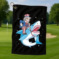 Uncle Sam Riding Shark 4th Of July Jawsome Golf Towel
