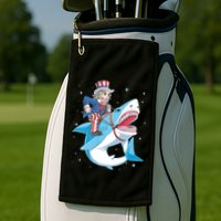 Uncle Sam Riding Shark 4th Of July Jawsome Golf Towel