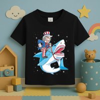 Uncle Sam Riding Shark 4th Of July Jawsome Toddler T-Shirt