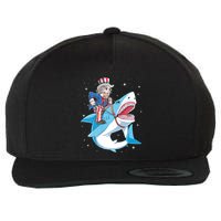Uncle Sam Riding Shark 4th Of July Jawsome Wool Snapback Cap