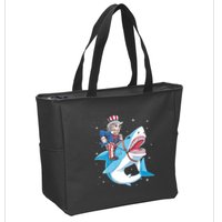 Uncle Sam Riding Shark 4th Of July Jawsome Zip Tote Bag
