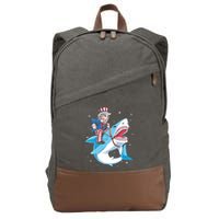 Uncle Sam Riding Shark 4th Of July Jawsome Cotton Canvas Backpack