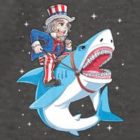 Uncle Sam Riding Shark 4th Of July Jawsome Vector Backpack