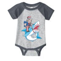 Uncle Sam Riding Shark 4th Of July Jawsome Infant Baby Jersey Bodysuit