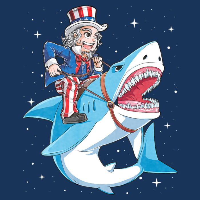 Uncle Sam Riding Shark 4th Of July Jawsome Infant Baby Jersey Bodysuit