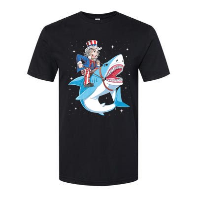 Uncle Sam Riding Shark 4th Of July Jawsome Softstyle CVC T-Shirt