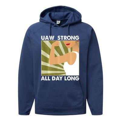 UAW Strike Red T United Auto Workers Union UAW Strong Performance Fleece Hoodie