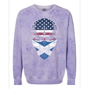 Usa Scotland Roots Gift Scottish American Flag Skull Cool Gift Colorblast Crewneck Sweatshirt