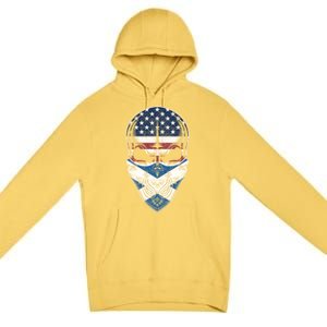 Usa Scotland Roots Gift Scottish American Flag Skull Cool Gift Premium Pullover Hoodie