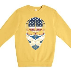 Usa Scotland Roots Gift Scottish American Flag Skull Cool Gift Premium Crewneck Sweatshirt