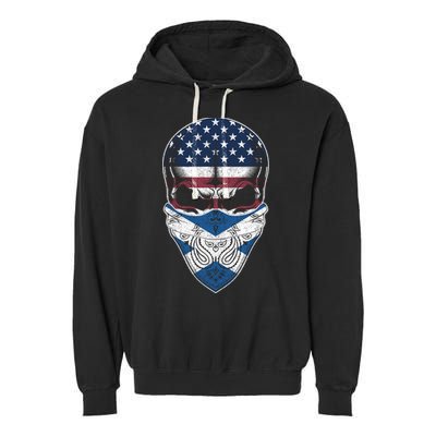 Usa Scotland Roots Gift Scottish American Flag Skull Cool Gift Garment-Dyed Fleece Hoodie