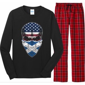 Usa Scotland Roots Gift Scottish American Flag Skull Cool Gift Long Sleeve Pajama Set