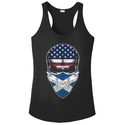 Usa Scotland Roots Gift Scottish American Flag Skull Cool Gift Ladies PosiCharge Competitor Racerback Tank