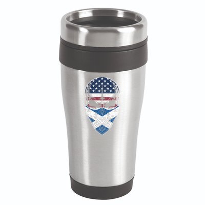 Usa Scotland Roots Gift Scottish American Flag Skull Cool Gift 16oz Travel Tumbler